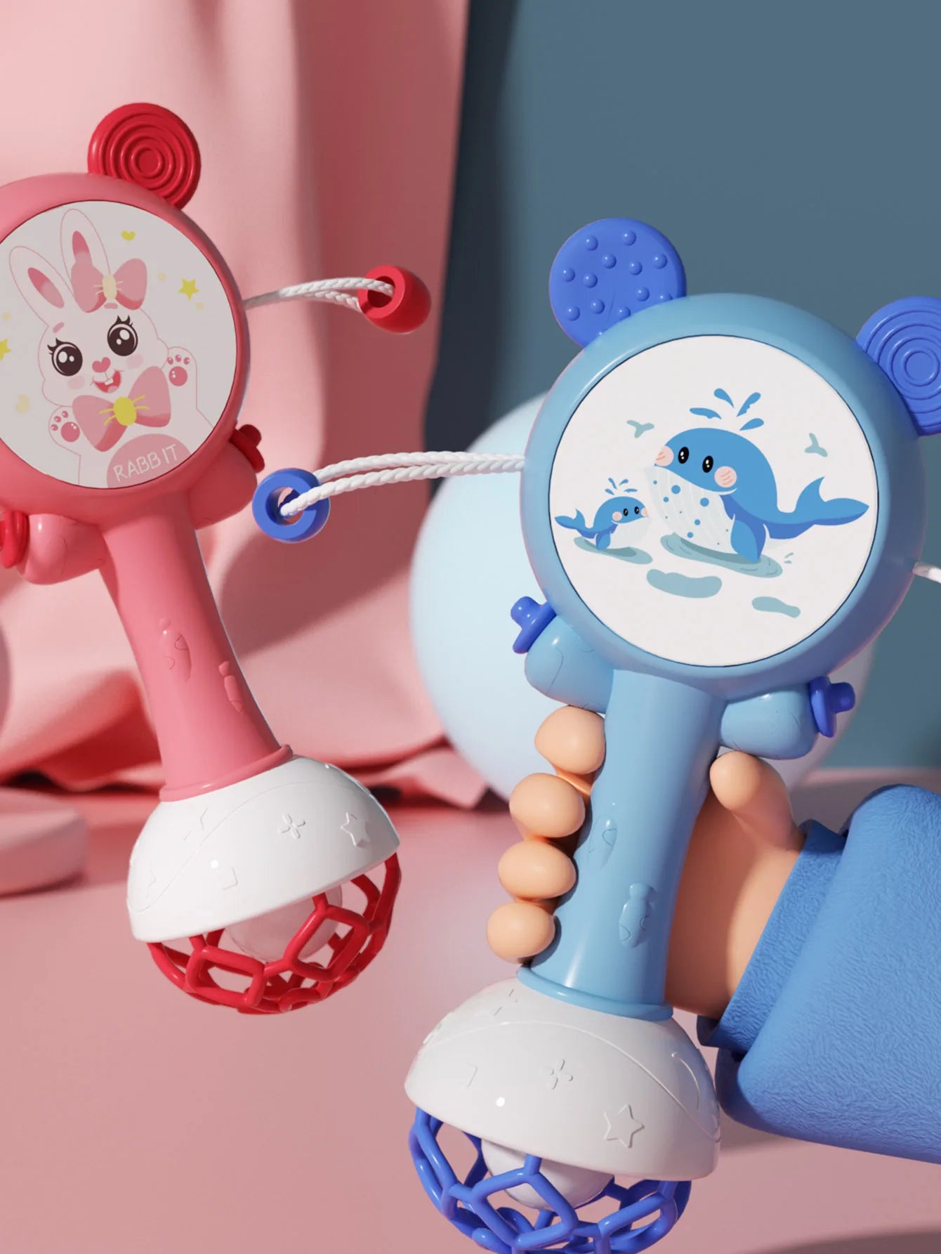 Baby Rattle Teether Hand Bell Toy