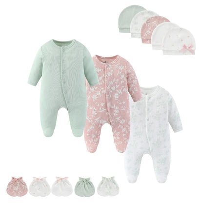 13-Piece Newborn Baby Gift Set | Rompers, Hats & Gloves 100% Cotton 0-12M