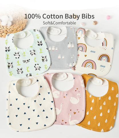 Baby Feeding Bib | Soft Cotton Adjustable Waterproof Bib for Newborns & Infants
