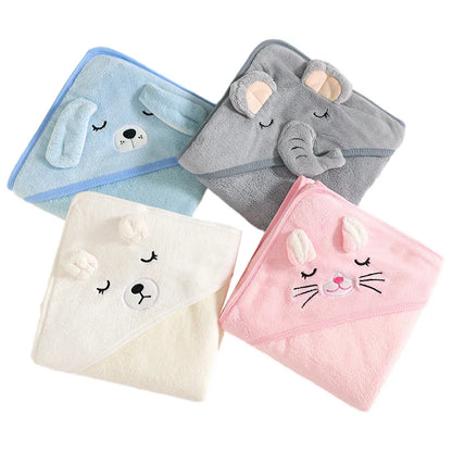 Cartoon Animal Baby Hooded Bath Towel | Soft Newborn Bathrobe for Boys & Girls