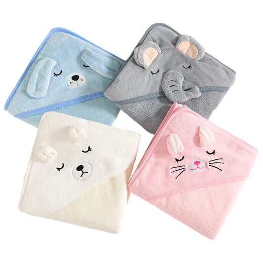 Cartoon Animal Baby Hooded Bath Towel | Soft Newborn Bathrobe for Boys & Girls