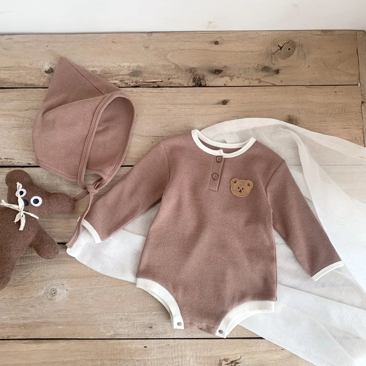 Baby Romper with Matching Hat — Cotton Unisex 0-12 Months