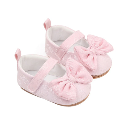 Baby Girls Bow Flower Soft Sole Princess Shoes | Non-Slip First Walker 0-18 Months