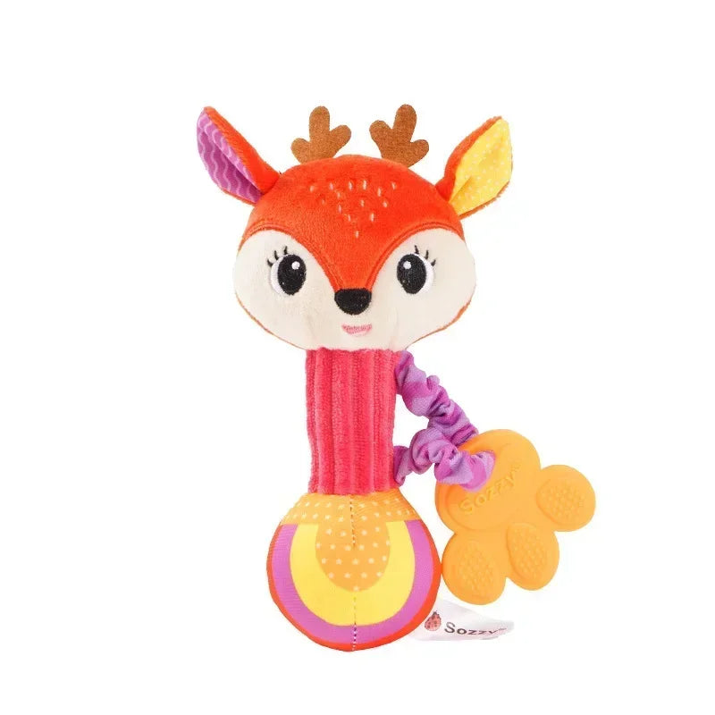 Baby Animal Rattle Toy | Soft Squeaky Crinkle Sensory Toy for Toddlers