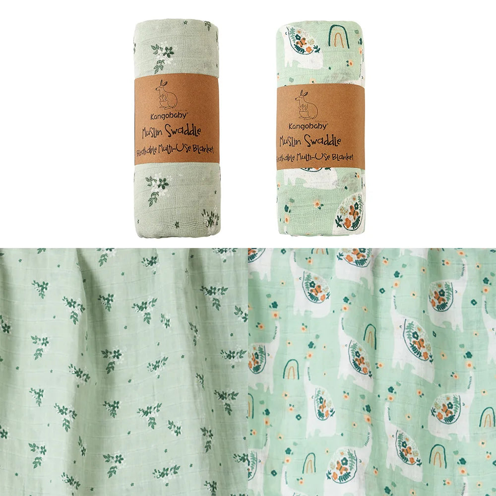 Baby Muslin Swaddle Blanket Set of 2 | 100% Cotton Newborn Wrap