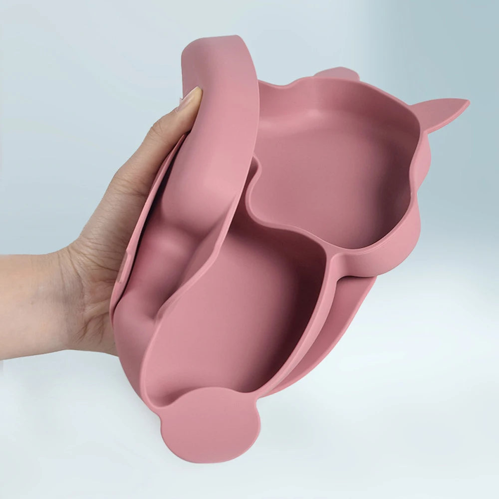 3-Piece Baby Silicone Feeding Kit | Bib, Divided Plate & Spoon Set | BPA-Free