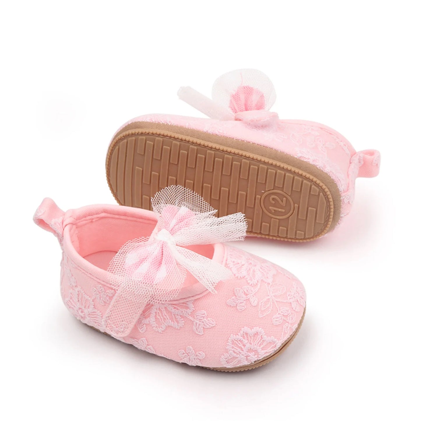 Baby Girls Bow Flower Soft Sole Princess Shoes | Non-Slip First Walker 0-18 Months