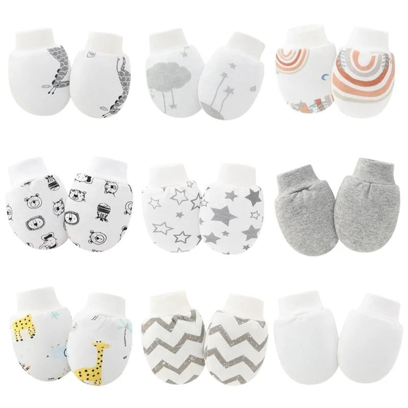 9 Pairs Baby Cotton No-Scratch Mittens | Newborn Hand Mittens Set