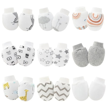 9 Pairs Baby Cotton No-Scratch Mittens | Newborn Hand Mittens Set