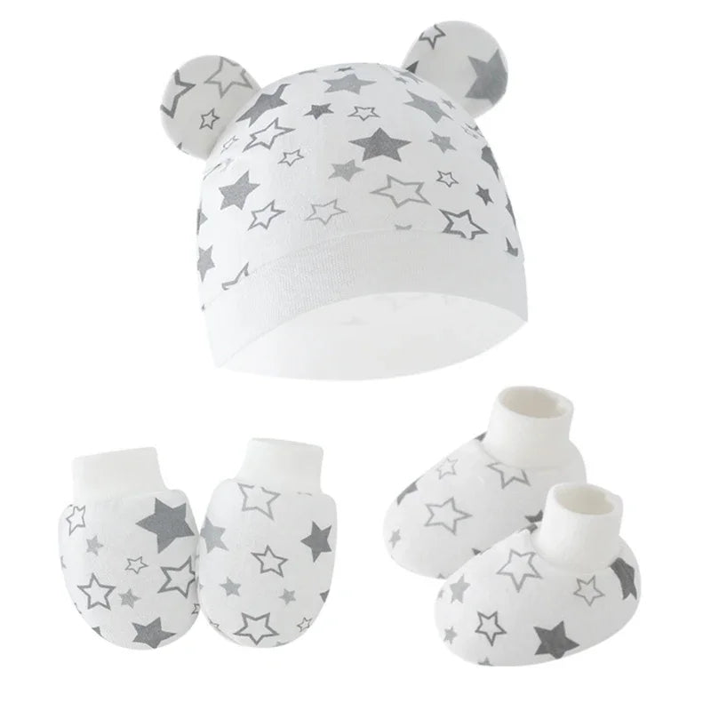 Baby Hat, Anti-Scratch Gloves & Socks Set | Newborn Essentials 0-6 Months