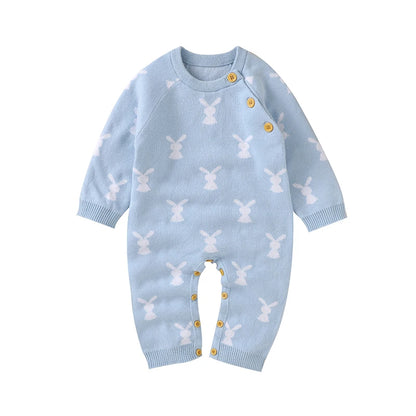 Baby Easter Rabbit Knit Romper — Long Sleeve Cotton Unisex