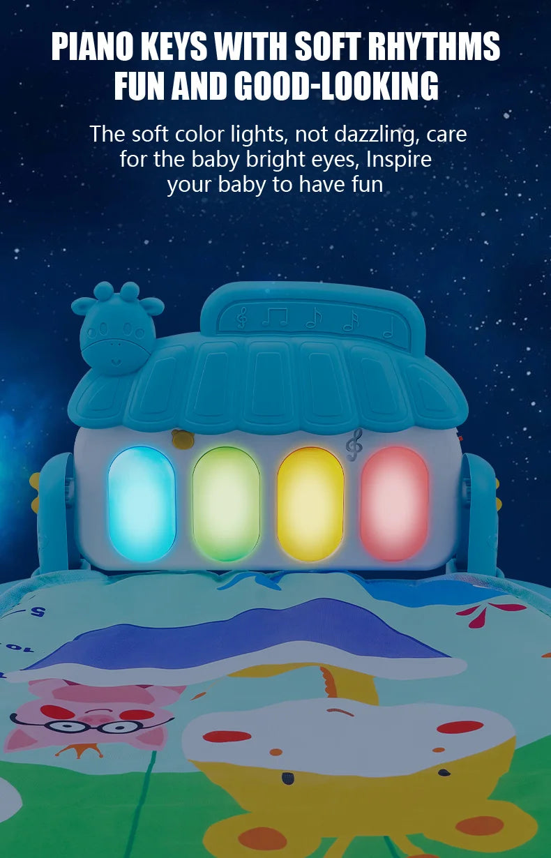 Baby Music Play Gym & Activity Mat | Piano Keyboard & Hanging Toys