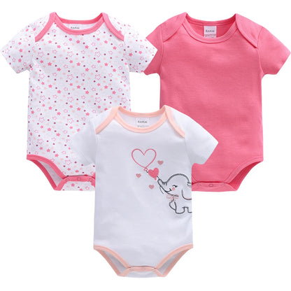 Baby Cotton Bodysuit 3-Pack | Lion Print Short Sleeve Romper 0-12 Months