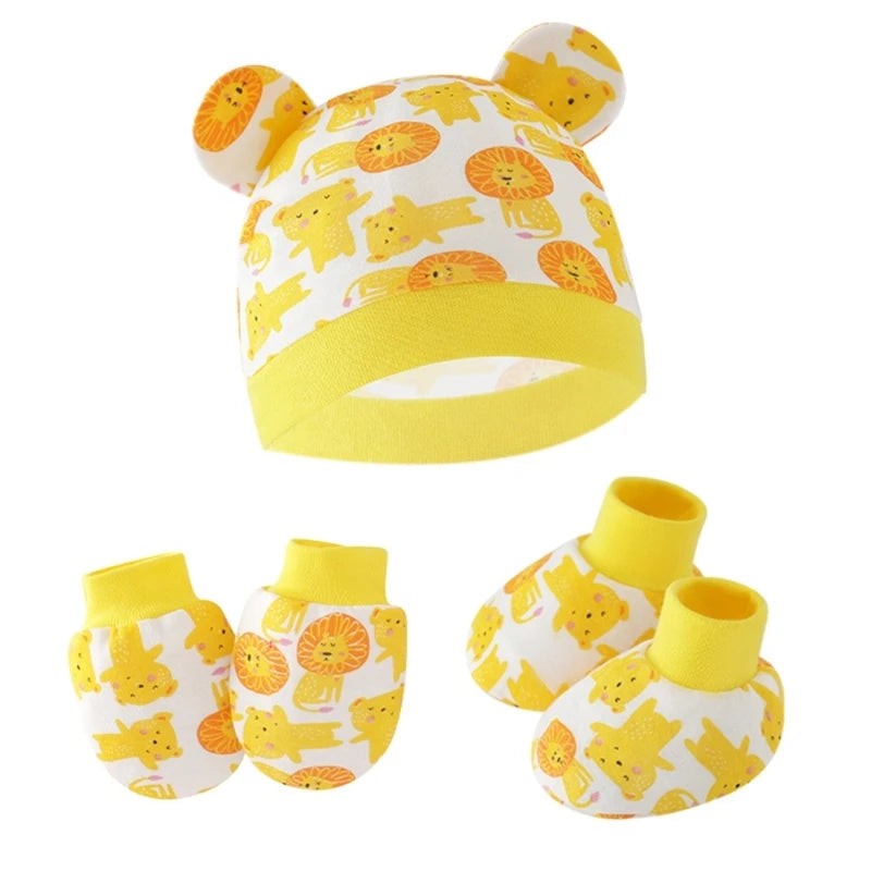 Baby Hat, Anti-Scratch Gloves & Socks Set | Newborn Essentials 0-6 Months