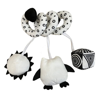 Baby Spiral Plush Hanging Toy with Rattle & Squeaker