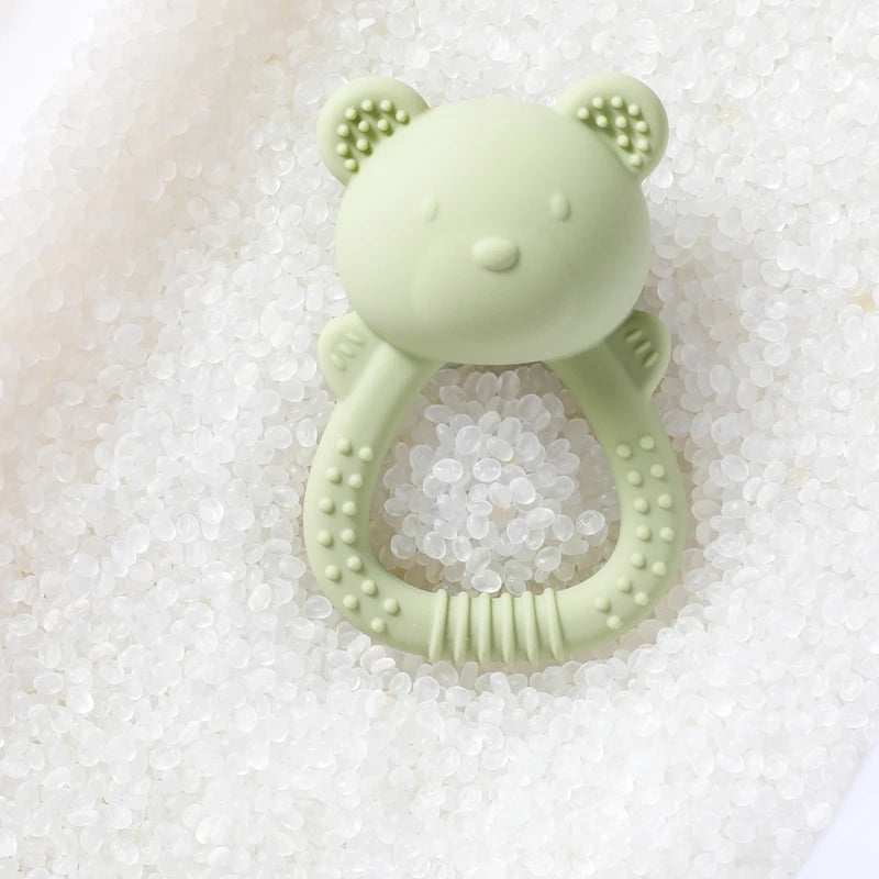 Silicone Bear Teether Rattle | Food-Grade Sensory Hand Bell for Babies 0–12 Months