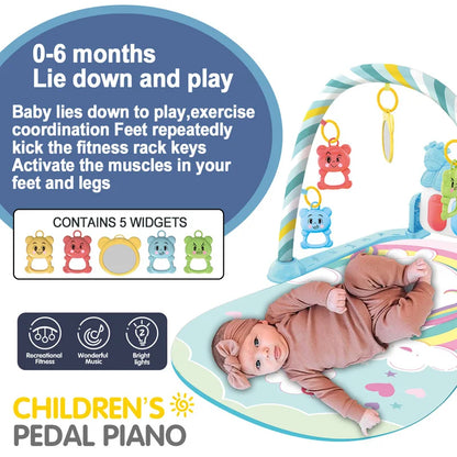 Baby Music Play Gym & Activity Mat | Piano Keyboard & Hanging Toys