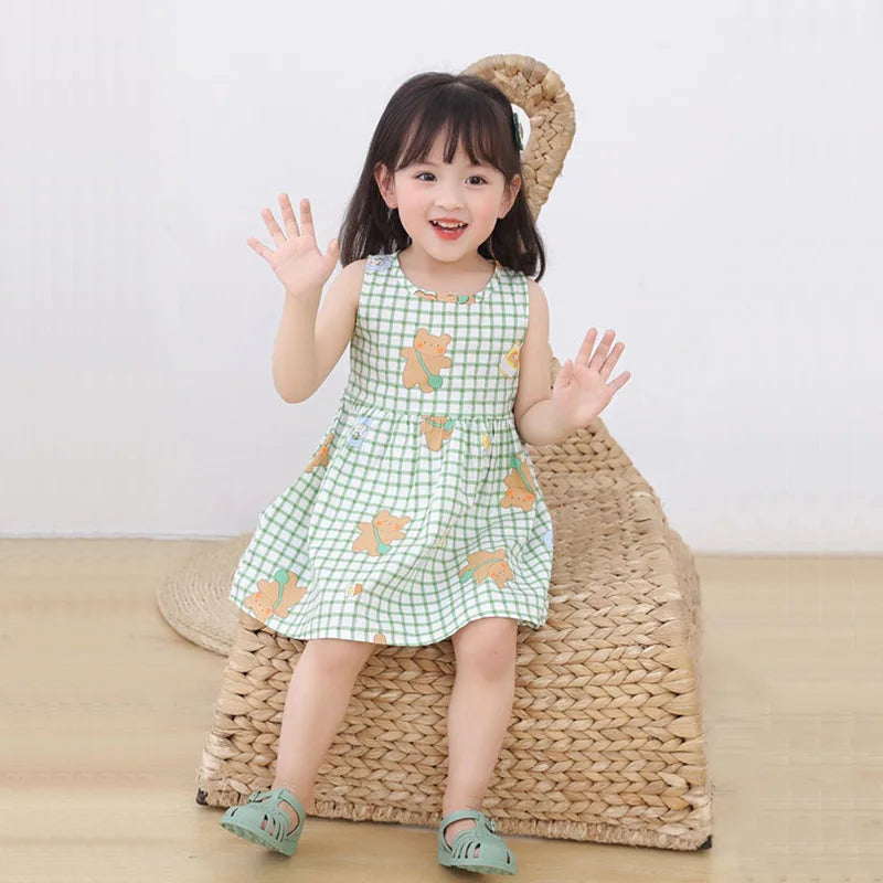 Girls Cotton Flower Dress | Sleeveless Princess Party Dress