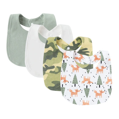 Baby Bibs & Burp Cloths Set | 4Pcs Cartoon Newborn Saliva Towels