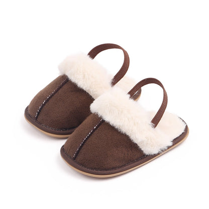 Baby & Toddler Fluffy Plush Slides | Soft Non-Slip House Slippers 0-18 Months