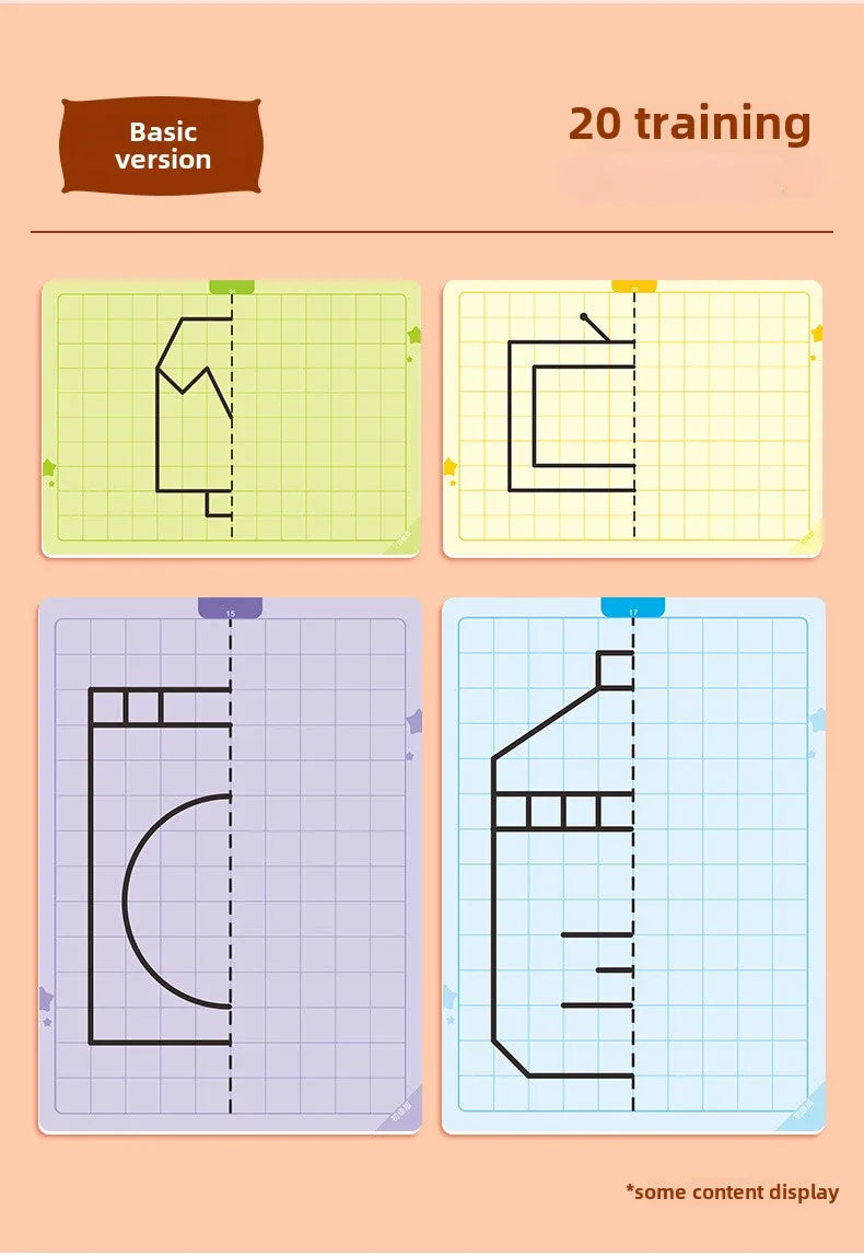 Kids Montessori Symmetrical Drawing Cards | Pen Control Training Set (20 Patterns)