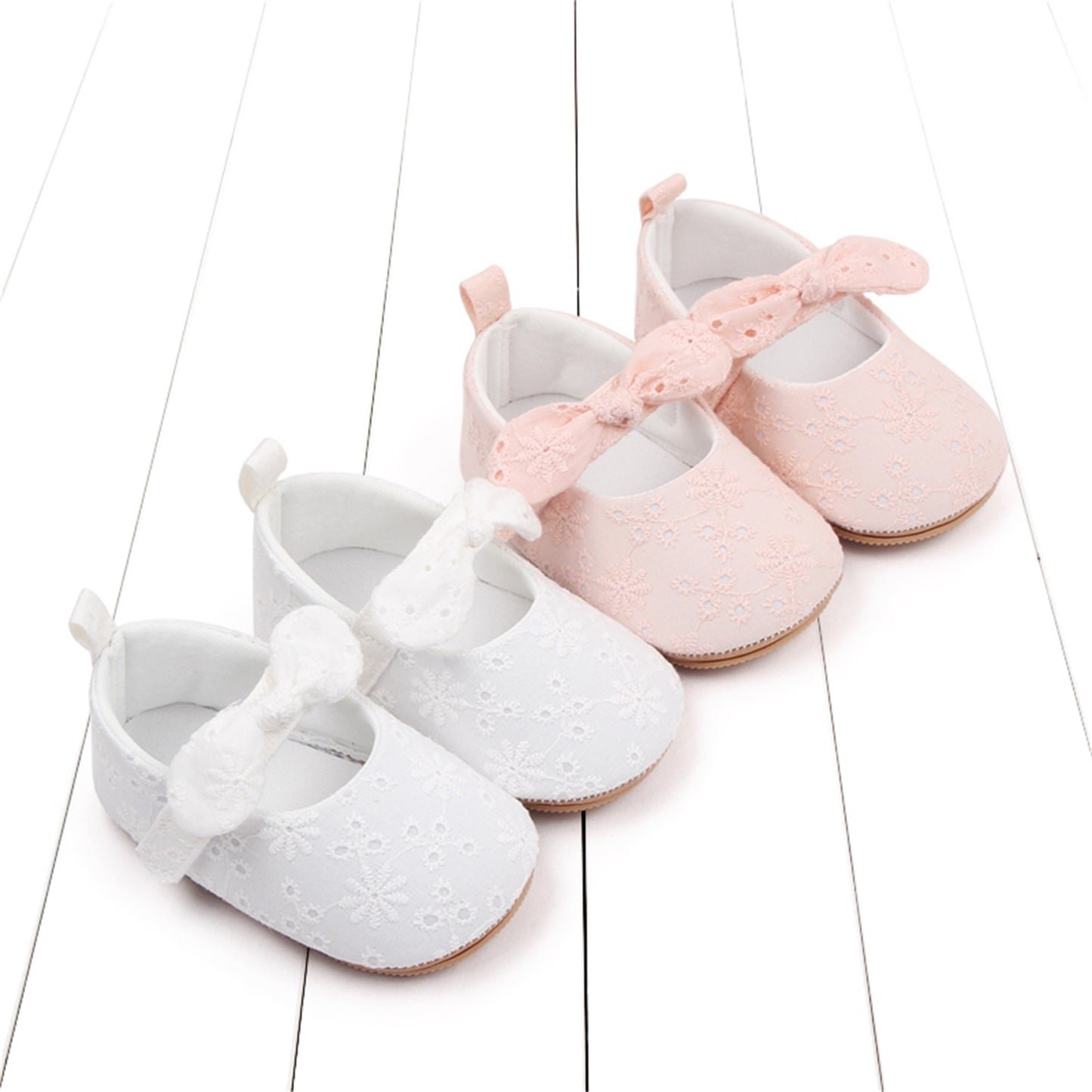 Baby Girls Bow Flower Soft Sole Princess Shoes | Non-Slip First Walker 0-18 Months