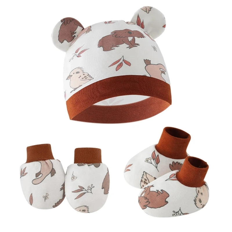 Baby Hat, Anti-Scratch Gloves & Socks Set | Newborn Essentials 0-6 Months
