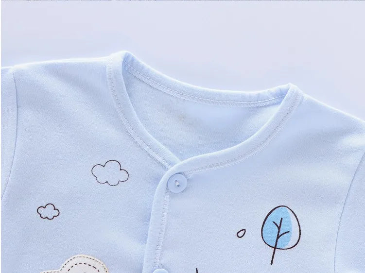 7-Piece Newborn Baby Clothing Set | Cartoon Cotton T-Shirt, Pants & Hat 0-3 Months