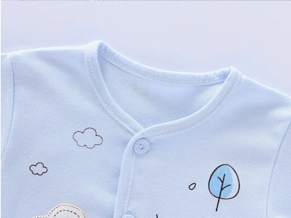 7-Piece Newborn Baby Clothing Set | Cartoon Cotton T-Shirt, Pants & Hat 0-3 Months