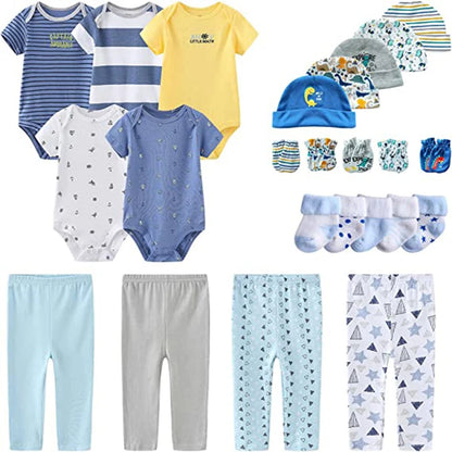 Newborn Baby 5-Piece Gift Set | Bodysuit, Pants, Gloves, Hat & Socks 0-12M