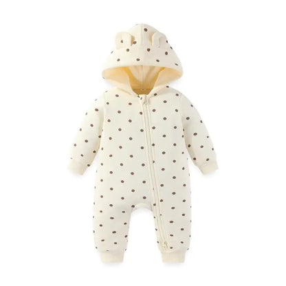 Baby Unisex Cotton Hooded Romper 2-Pack | 2-Way Zipper Long Sleeve 0-24 Months