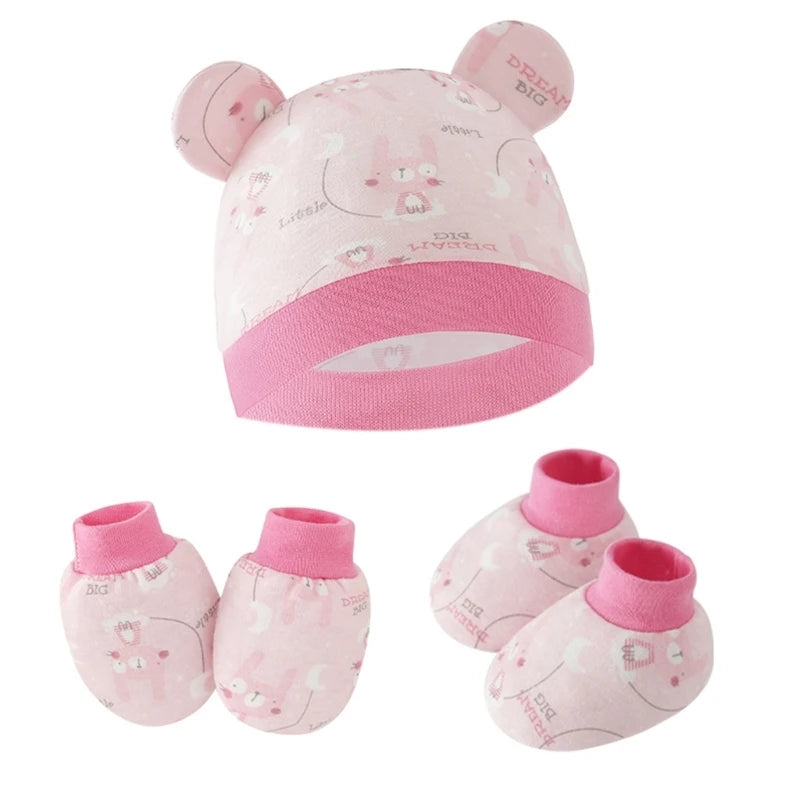 Baby Hat, Anti-Scratch Gloves & Socks Set | Newborn Essentials 0-6 Months