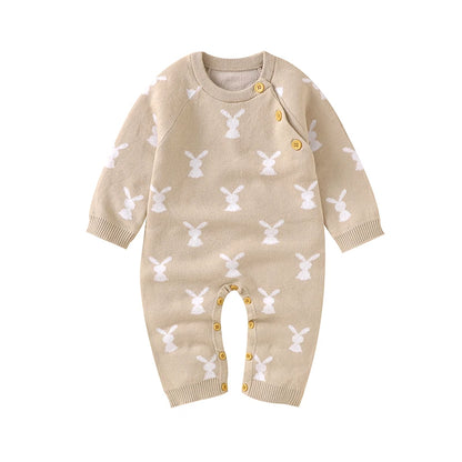 Baby Easter Rabbit Knit Romper — Long Sleeve Cotton Unisex