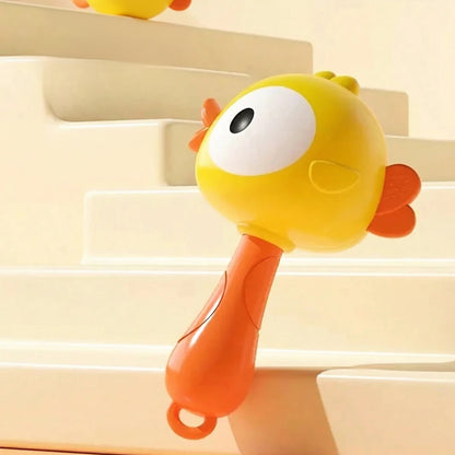 Cartoon Rattle & Sensory Handbell Toy | Chew-Safe Baby Grasp Toy | Frog & Chicken