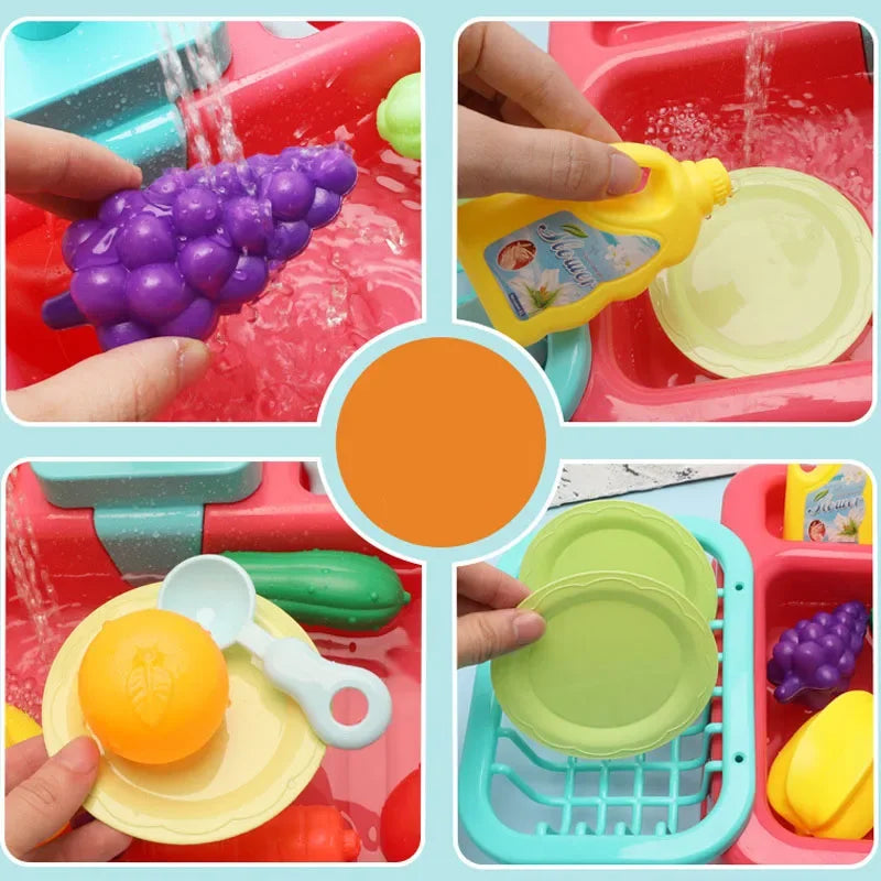 Kids Kitchen Sink Toy | Pretend Play Dish Wash Set for Children
