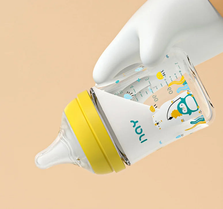 Colourful Cartoon Anti-Choke Glass Baby Bottle | 160ml & 240ml | 0-9 Months