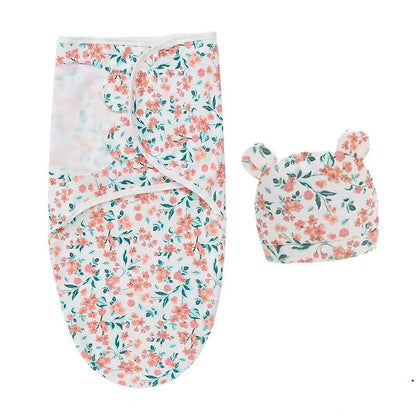 Baby Blanket & Hat Set | Soft Cotton Newborn Swaddle Wrap