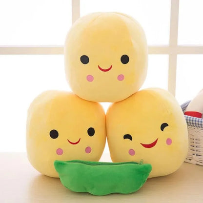 Kawaii Pea Pod Plush Toy | Soft 25cm Stuffed Plant Pillow for Kids
