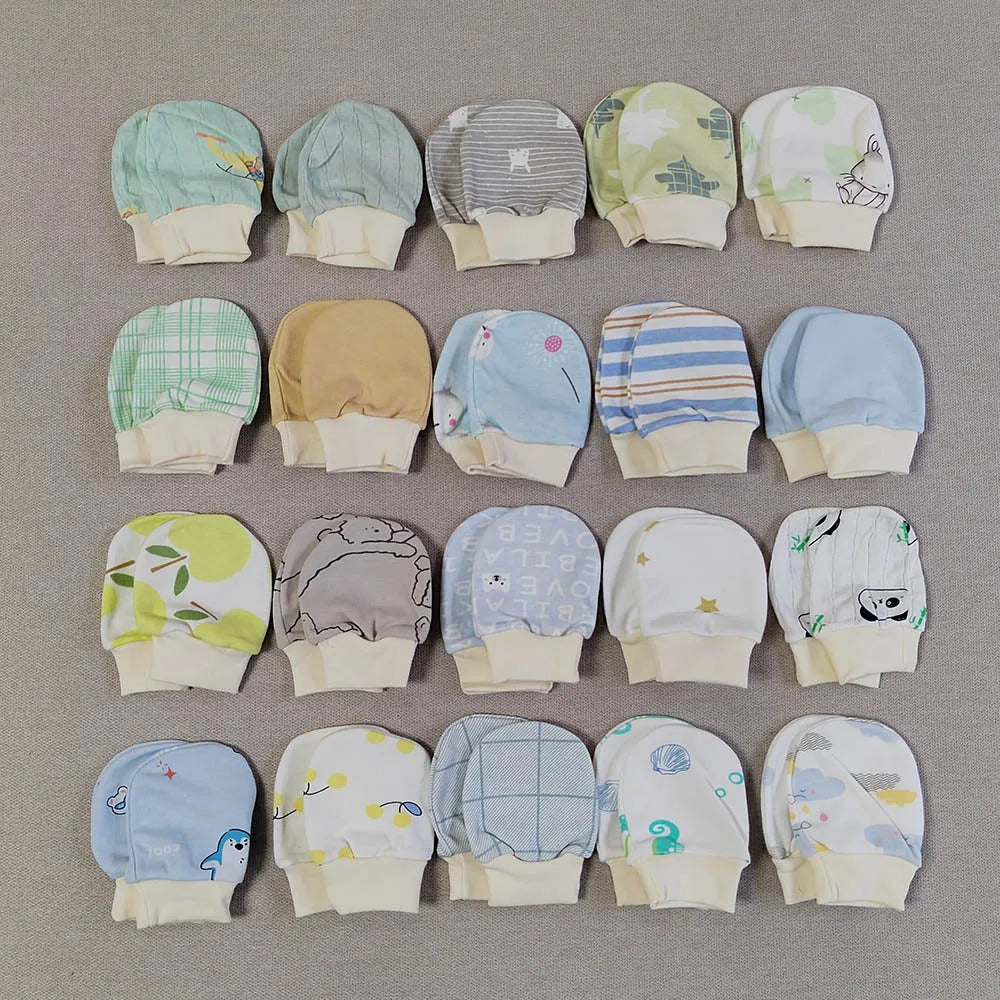 5 Pairs Baby No-Scratch Mittens | Soft Cotton Newborn Hand Mittens 0-3 Months