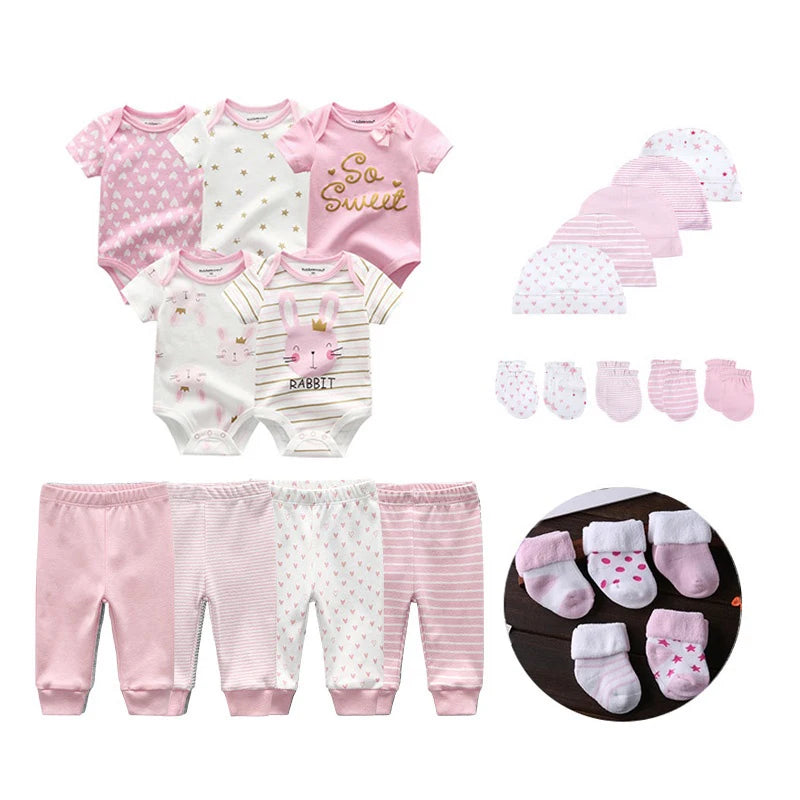 Newborn Baby 5-Piece Gift Set | Bodysuit, Pants, Gloves, Hat & Socks 0-12M