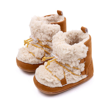 Baby Girls Coral Fleece Snow Boots | Warm Ankle Boots First Walker 6-15 Months