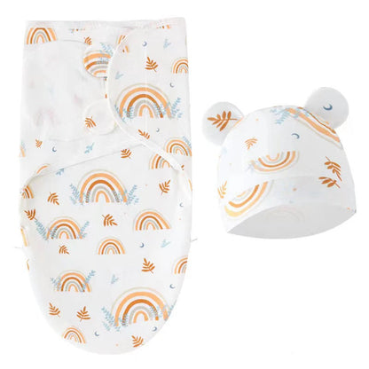 Baby Blanket & Hat Set | Soft Cotton Newborn Swaddle Wrap