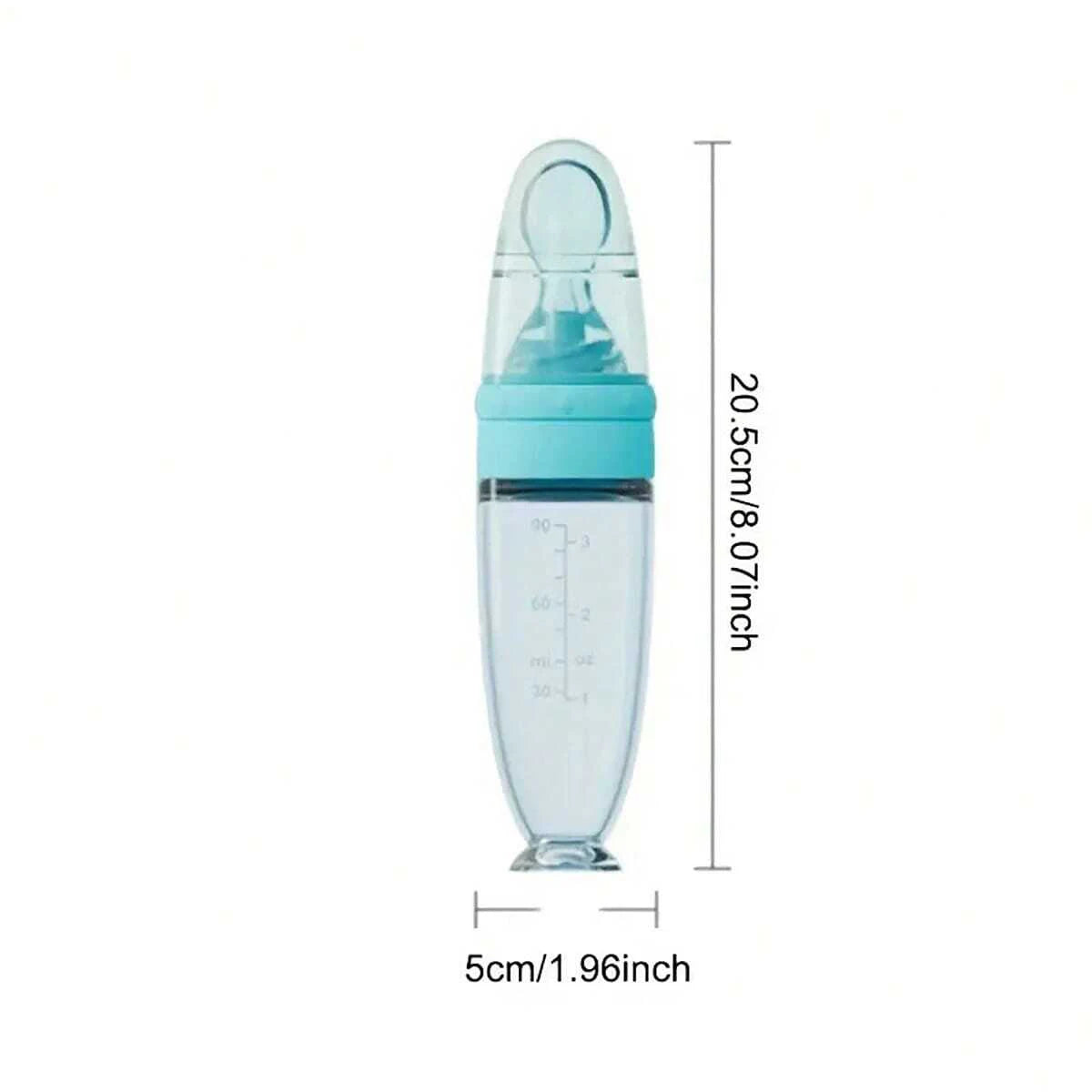 90ml Colourful Silicone Baby Bottle Feeder | Soft Spoon, Suction Cup & Dust Cap | Portable Squeeze Bottle