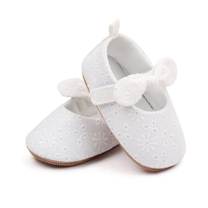 Baby Girls Bow Flower Soft Sole Princess Shoes | Non-Slip First Walker 0-18 Months