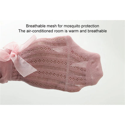 Baby Girls Over-The-Knee Bow Stockings | Breathable Cotton Socks 0-24 Months