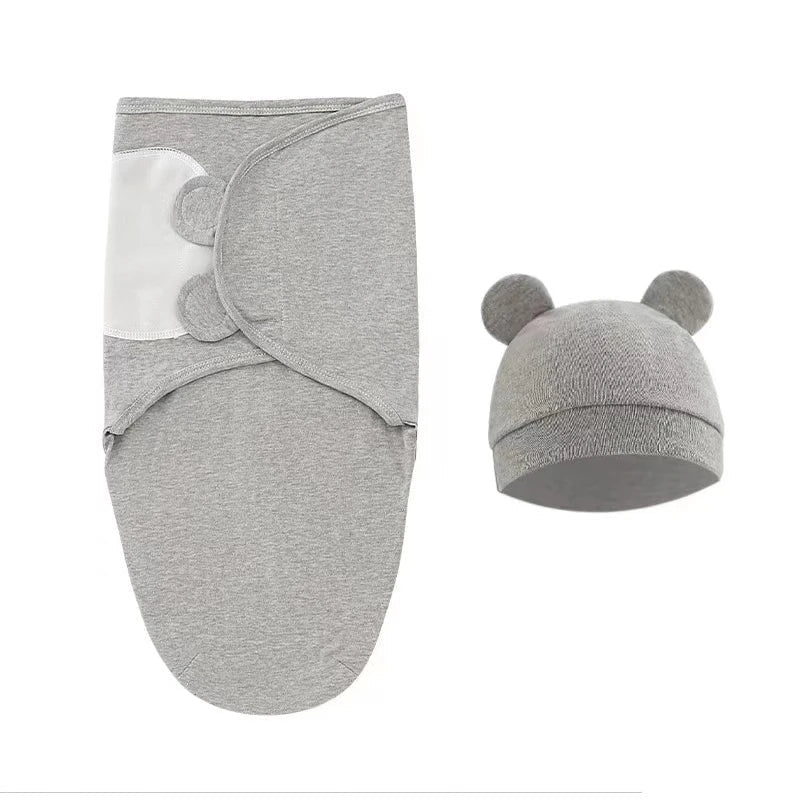 Baby Blanket & Hat Set | Soft Cotton Newborn Swaddle Wrap