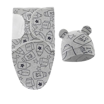 Baby Blanket & Hat Set | Soft Cotton Newborn Swaddle Wrap