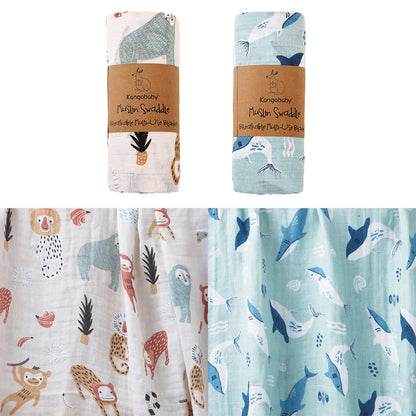 Baby Muslin Swaddle Blanket Set of 2 | 100% Cotton Newborn Wrap