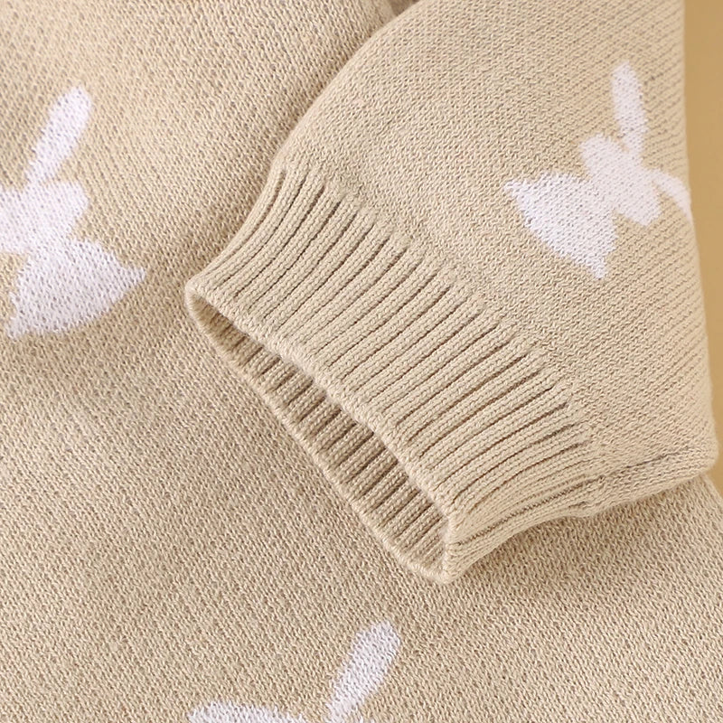 Baby Easter Rabbit Knit Romper — Long Sleeve Cotton Unisex