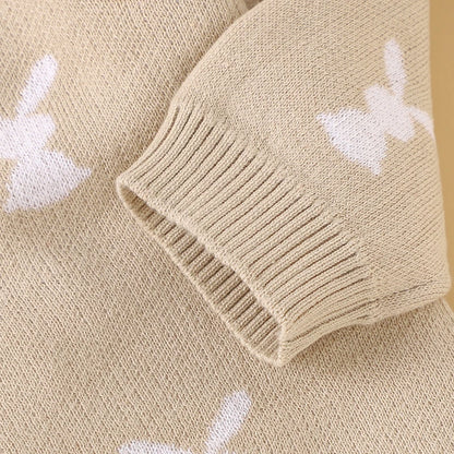 Baby Easter Rabbit Knit Romper — Long Sleeve Cotton Unisex